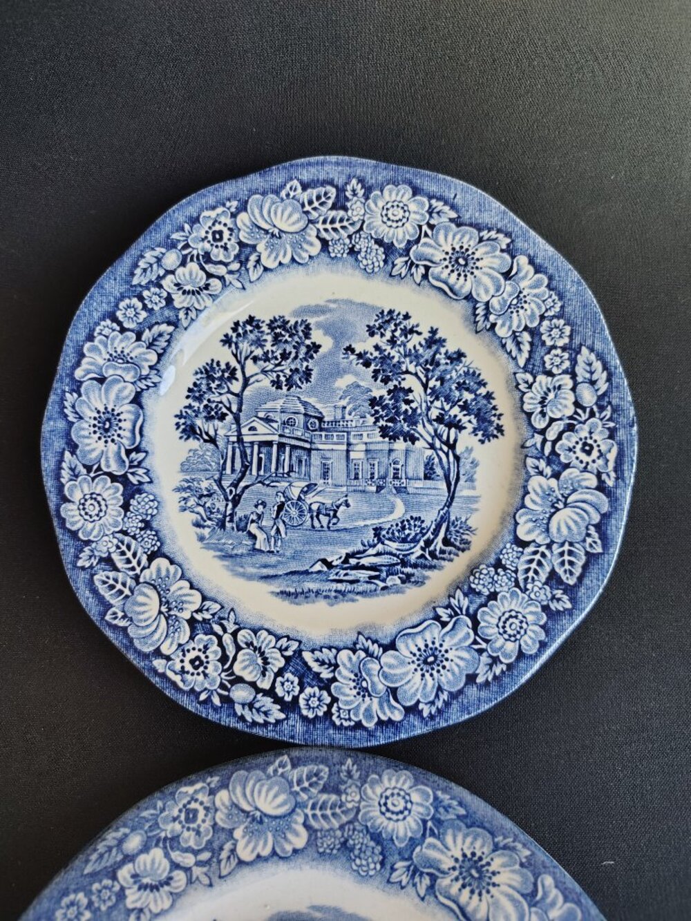 4 - Staffordshire liberty blue Saucer plates